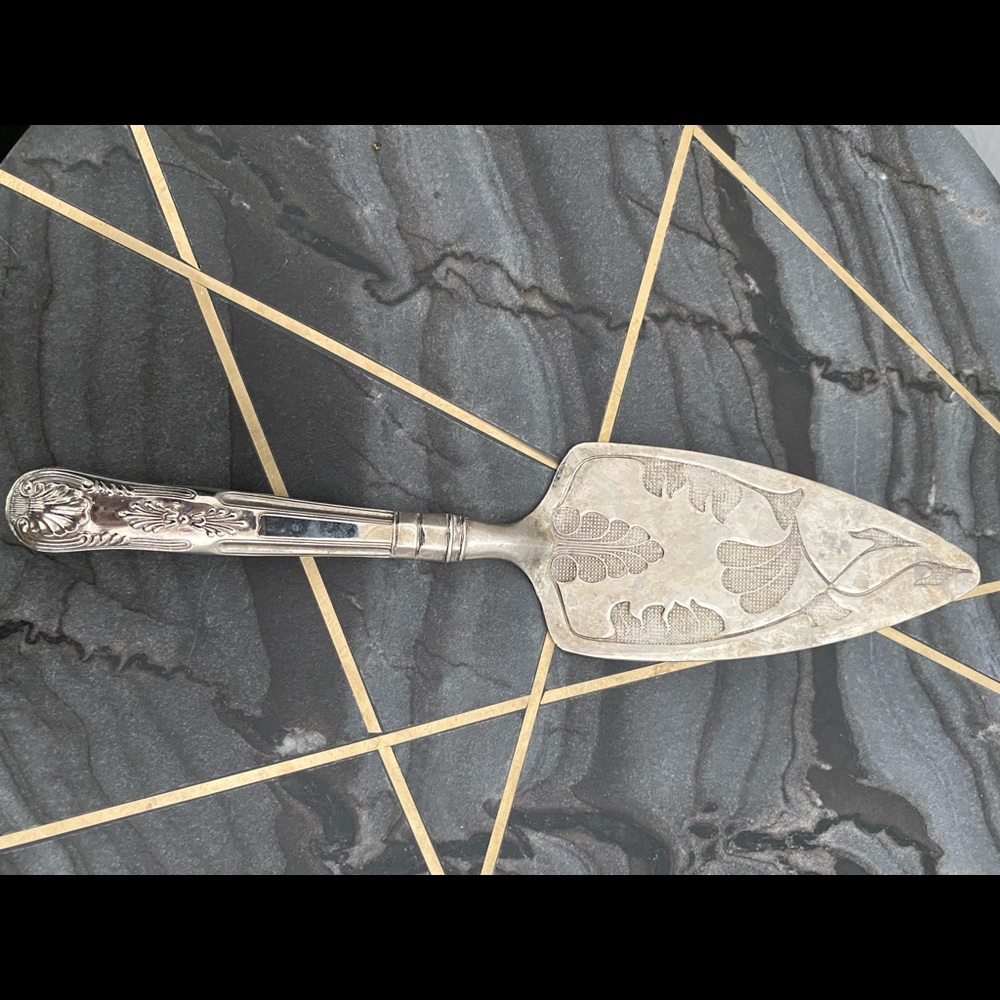 Vintage Mayell Cake Server Silverplate EP on Zinc Made England Ornate Design